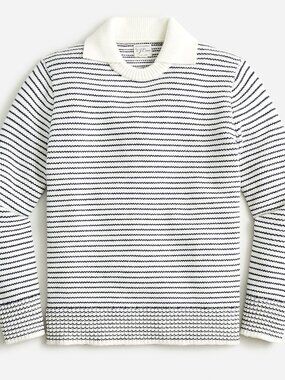 J Crew (size L) rugged merino wool-blend collared sweater in stripe